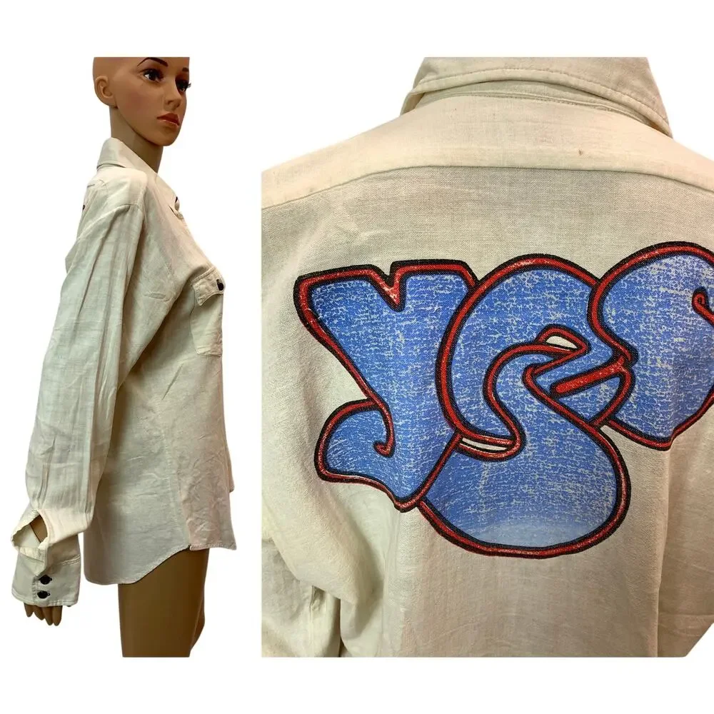 RARE Vintage 70s YES Shirt | Levi's Painted Concert Band Shirt | Roger Dean Art